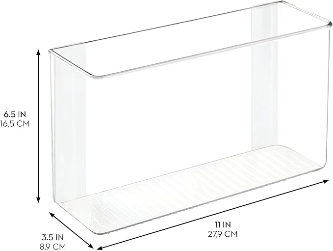 iDesign AFFIXX Plastic Wall Mount Organizer for Kitchen Bathroom, Office, Bedroom, Garage, Craft Room, 3.5" x 11" x 6.5", Cle
