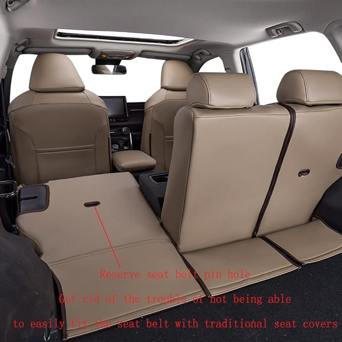 EKR Rav4 Seat Covers Custom Fit for Toyota Rav4(Gasoline) 2019 2020 2021 2022 2023 2024 2025 LE/XLE/XLE Premium/Limited,Leath