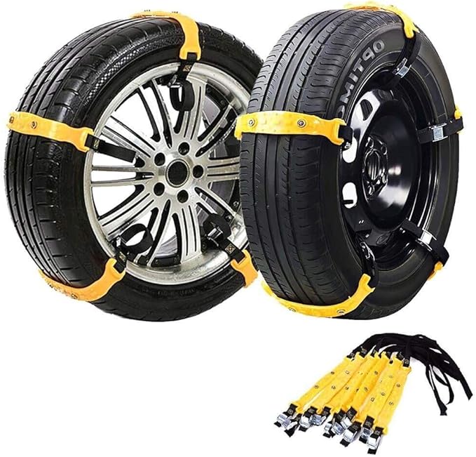 Jeremywell Snow Chains Anti-Skid Anti Slip Emergency Snow Tire Chains - Portable Emergency Traction Snow Mud Chains Universal