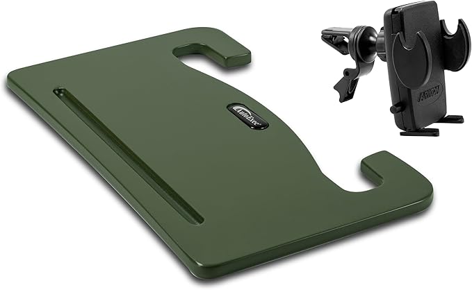 AutoExec Wheelmate Car Steering Wheel Tray Vehicle Desk, Army Green with Phone Vent Clip