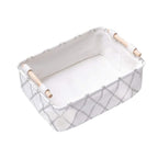 Decorative Collapsible Rectangular Fabric Storage Bin Organizer Basket with Wooden Handles for Clothes Storage,15.4x10.6x5.1 