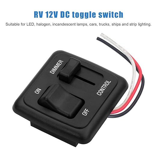 12V Rv Light Led Dimmer Switch, High Side Light Dimmer Switch for Dimmable LED Halogen- RV 12 Volt DC Toggle Switch Truck Marine and Strip Lighting (Large Slider, Black, 2 Pcs)