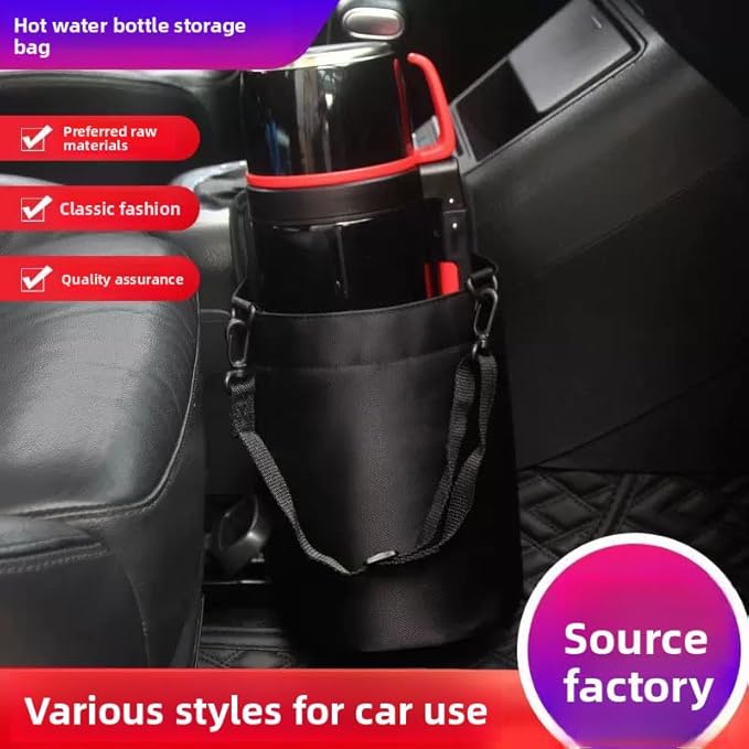 Motelor Deep Drawstring Car Cup Holder for 40oz Stanley Tumblers - 10-Inch Depth Secures Tallest Bottles, Rip-Stop & Machine Washable, Heavy-Duty Organizer for SUV/Truck