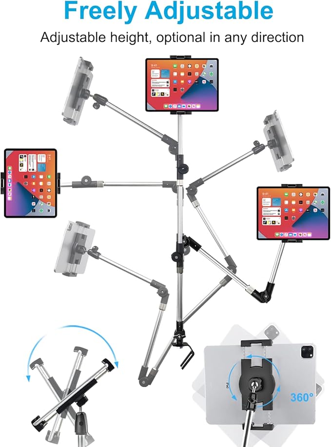 woleyi Car/Truck Seat Rail Tablet Mount, 35" Heavy Duty Car Floor Bolt Tablet Holder, Vehicle Front Seats Stand for iPad Pro Air Mini, iPhone, Galaxy Tabs, Z Fold, More 4-13" Cell Phones and Tablets