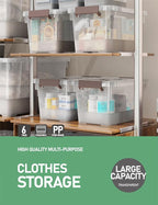 WYT 6 Pack 17qt Clear Plastic Storage Bin with Lid and Latching Buckles, Stackable Tote Organizing Box with Handle