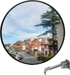 Wall Mounted Convex Mirror Wide Angle - Safety Blind Spot Mirror for Garage Driveway Warehouse Parking Lot, Traffic Security Surveillance, 360° Visibility (24" Black)