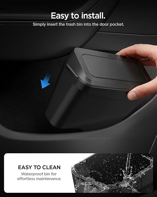 Spigen Door Pocket XL Car Trash Can [with Magnetic Lid] Waterproof Door Pocket Organizer 2025 2026 Tesla Model Y Juniper Premium & Performance Accessories - Driver Side Only