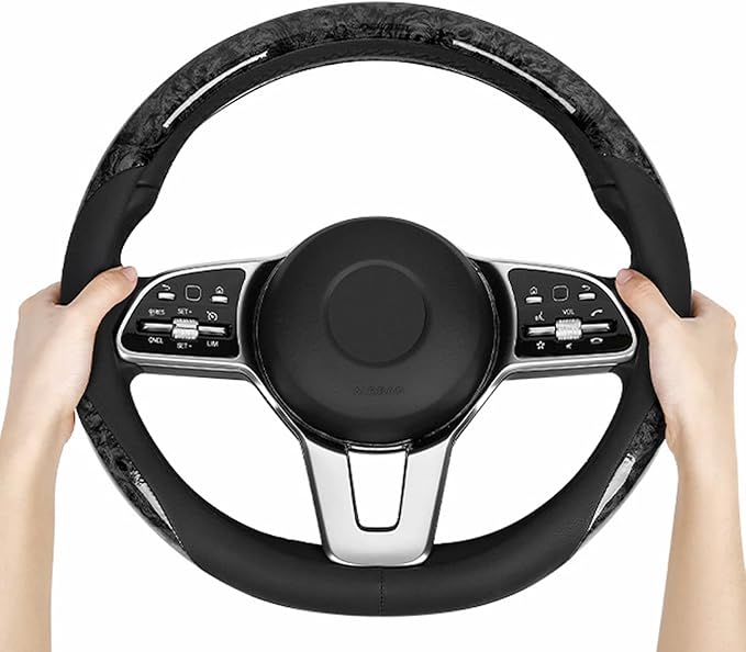 KAFEEK Wood Grain Steering Wheel Cover Microfiber Leather Universal 14 1/2-15 inch, Car Steering Wheel Cover Men Women, Comfo