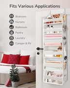 XATUS Over The Door Organizer, 6-Shelf Closet Hanging Storage with 13 Mesh Pockets, 55lbs Capacity Behind The Door Storage fo