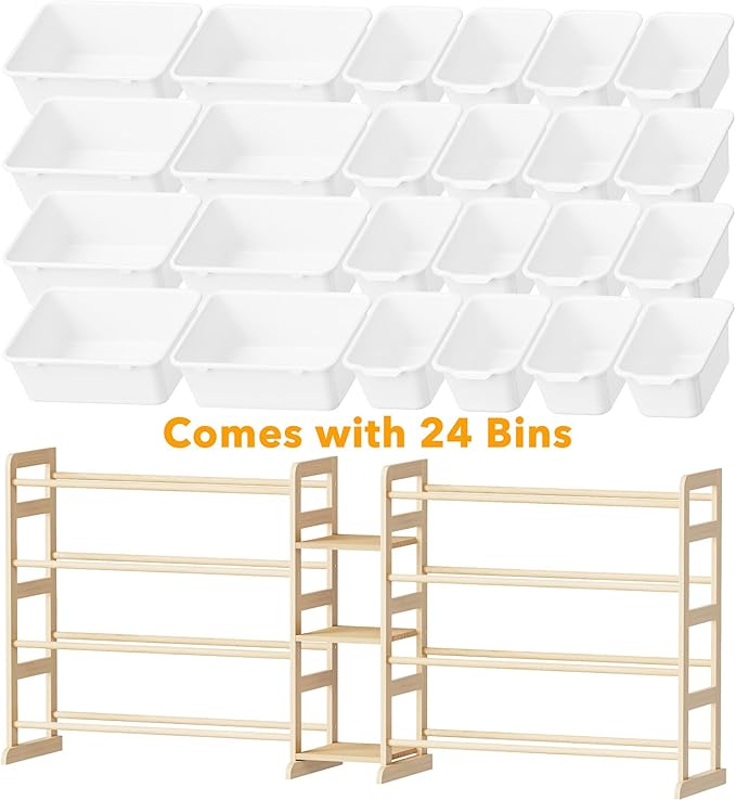 SpaceAid Large Toy Storage Organizer with 24 Bins and 3 Shelves, Toy Organizers Storage Bookshelf, Kids Bin Shelf Box Bookcas