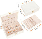 Voova Jewelry Box Organizer for Women Girls, 2 Layer Large Men Jewelry Storage Case, PU Leather Display Jewellery Holder with