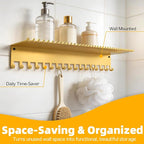 Necklace Jewelry Holder Wall Hanging Organizer Hangers Storage Mounted Shelf with 56 Hooks Tray Display Girls Women Metal Doo