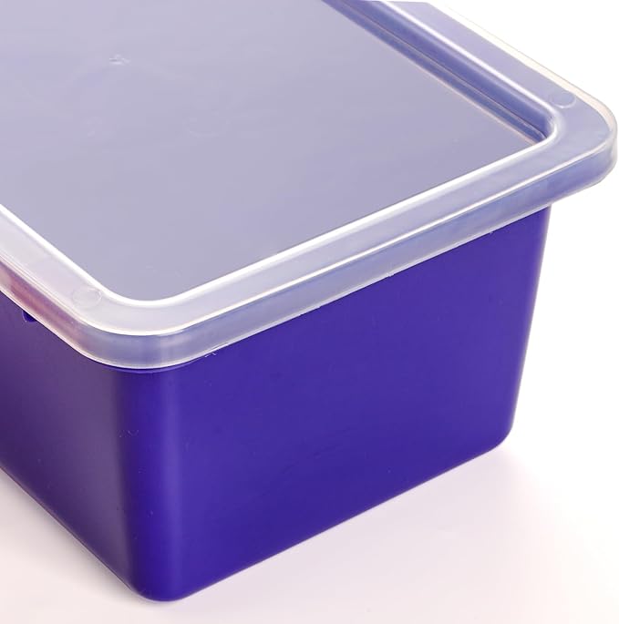Nicunom 6 Pack Small Cubby Bins Storage Bins with Lids, 5 Qt Plastic Storage Bins Colorful Toy Storage Containers, Stackable 