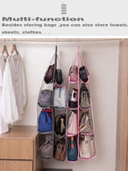 AARAINBOW 2 Packs Hanging Handbag Purse Organizer, Purse Bag Organizer Storage, 8 Pockets Hanging Bag Organizer for Closet Ra