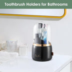 Toothbrush Holders for Bathrooms,Rotating 5-Slot with Cover and Draining Water,Kids Electric Toothbrush Holder and Toothpaste