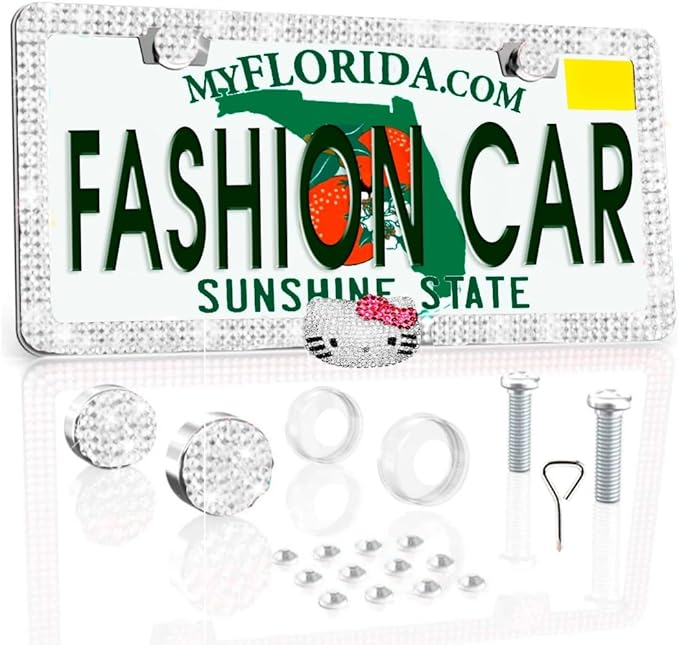 Fashion Car Ultra Bling Steering Wheel Cover with Sparkly Diamond Rhinestones, Gorgeous Accessory with Anti Slip Lining Extra Bling Especially Shiny Cat Exotic Universal (Frame Kitty Bling)