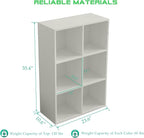 OSCHF 6-Cube Storage Shelf Bookcase - Wooden 3-Tier Floor Standing Open Bookshelf for Home and Office, Display Cabinet, Warm 