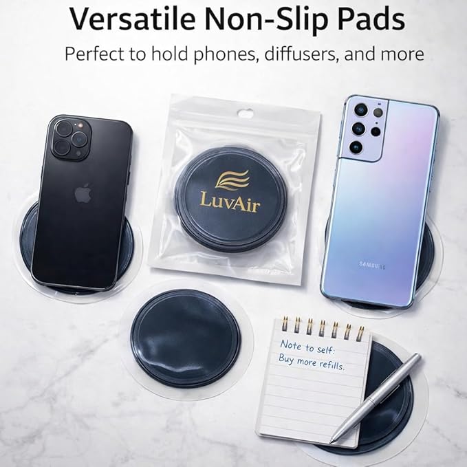 LuvAir Non Slip Pad for Car Dashboard – 4 Pack Anti Slip Grip Pads for Car Aroma Diffuser, Phone, GPS & Small Devices, Reusab