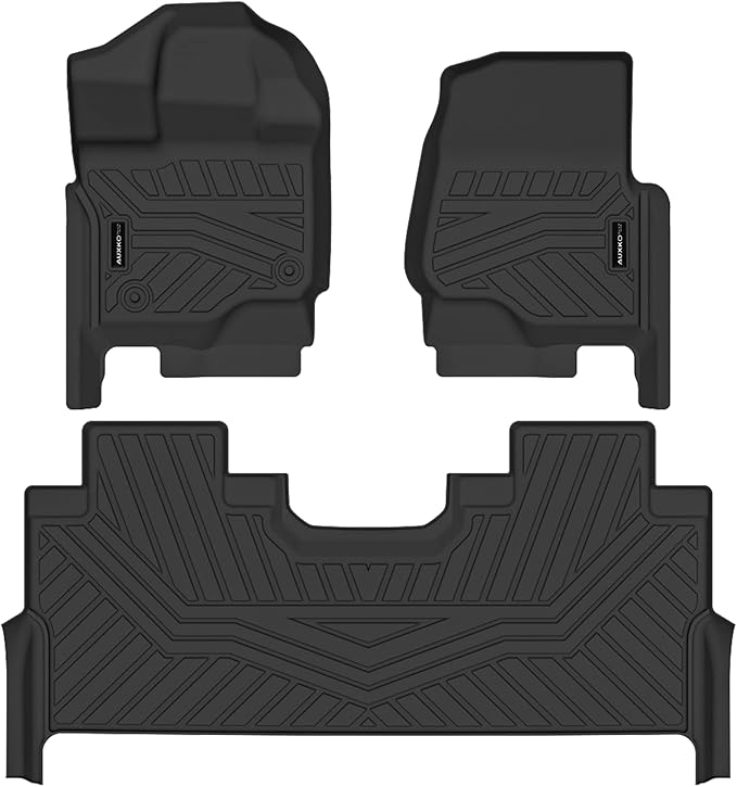 Auxko All Weather Floor Mats Fits for Ford F150 Supercrew 2015-2024 2025(Include Lightning 22-25)(Only Rear Bench Seat w/Under Seat Storage Not for Front Bench Seat) TPE Rubber Liners Odorless Mats