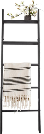 5-Tier Blanket Ladder – 4.8 Ft Wall Leaning Quilt Rack, Farmhouse Blanket Storage for Living Room, Bedroom & Bathroom – Rusti