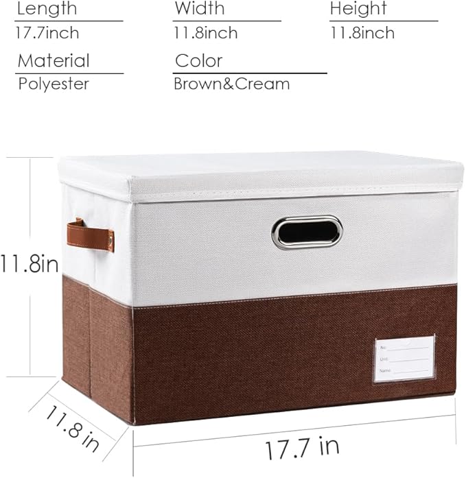 PRANDOM Foldable Storage Bins with Lids [3-Pack] Fabric Collapsible Storage Boxes Baskets Cubes Containers with Handles for C