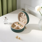 ProCase Travel Size Jewelry Box, Mini Portable Seashell-Shaped Jewelry Case, 2 Layer Organizer in PU Leather for Women -Emera