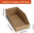 ZBEIVAN Corrugated Cardboard Storage Bins,12x6x4.5inch, 35 Packs, Brown