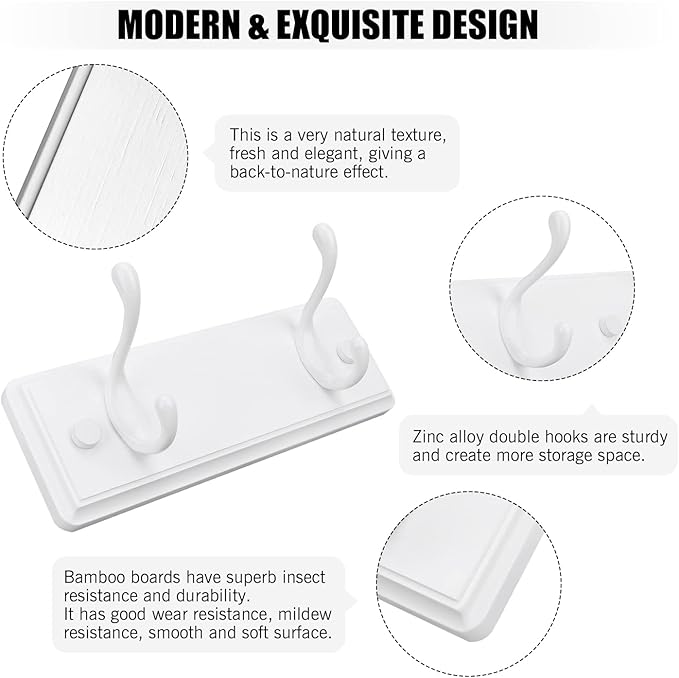 Badiano Wooden Coat Rack, Wall-Mounted Organizer for Closet, Entryway, Hallway, Foyer, Bedroom, Heavy Duty Double Hooks for H