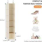 VERONLY Hanging Closet Shelf Shoe Organizer Set of 2 with Woven Bamboo Shelves,11.5 x 31.5 x 5.5 in, 6-Tier Design for Space-