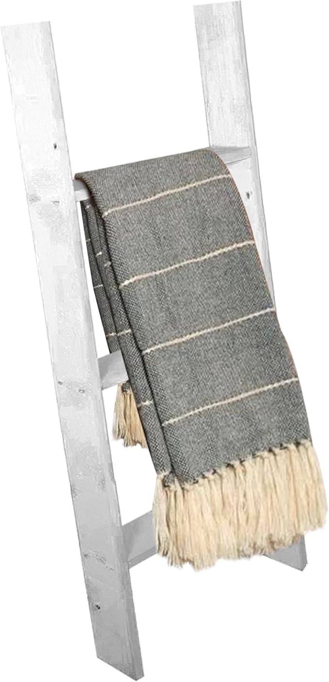 BARNWOODUSA Throw Blanket Ladder – Fully Assembled Reclaimed Wood – Rustic Decorative Ladder for Towels, Quilts, & More – Per