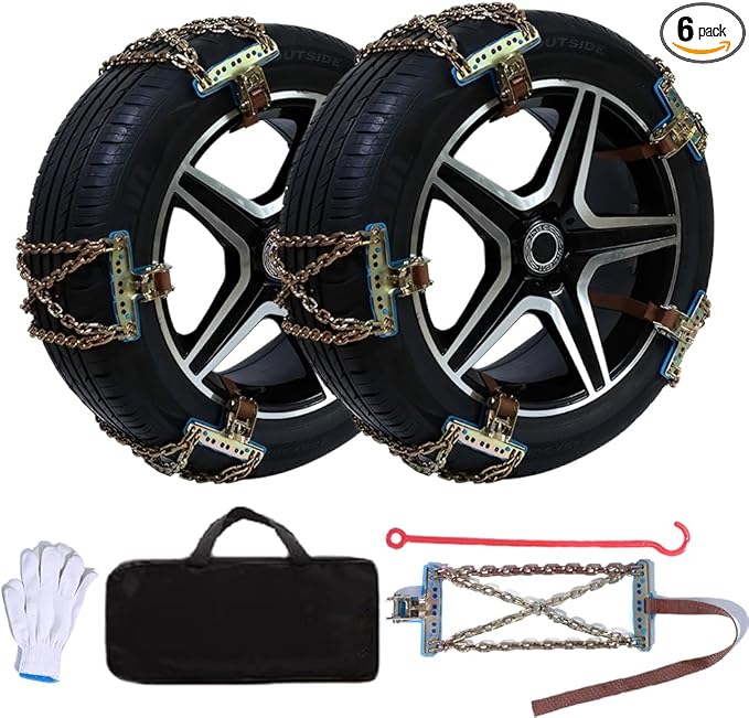 Snow Chains, Snow Tire Chains for Car SUV Pickup Trucks, Adjustable Universal Emergency Thickening Anti-skid Traction Chains,