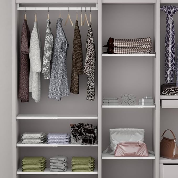 Slideep Closet Shelf Expandable Closet Organizer, Heavy Duty Adjustable Clothes Hanger Rack, DIY Space Saver Layered Separato