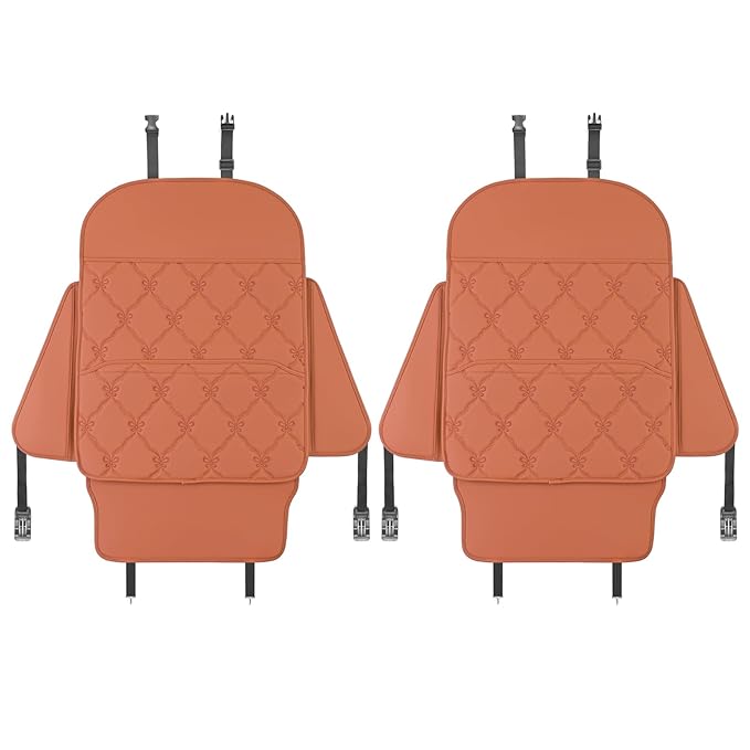 Seat Back Protector + Large Capacity Pocket Storage Organizer,Preventing The Impact of Children Stepping on The Seat Backrest (Style B-Brown)