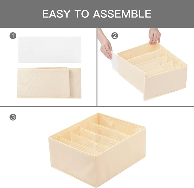 Qozary Jeans Pants Organizer for Closet, 4 Pack Drawer Organizers for Clothing, 5 Grids Wardrobe Clothes Organizer, Jean Orga