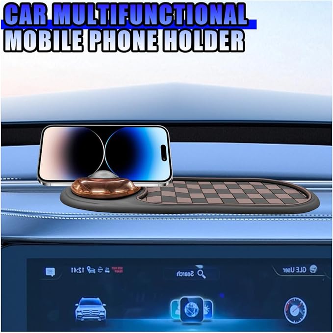 Multifunction Car Anti-Slip Mat, Rotatable Temporary Parking Number, Universal Auto Dashboard Organizer Pad Accessory for Pho
