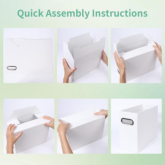 Collapsible File Organizer Box with Handle,12.20x5.11x9.84Inches, Filing Organizer for Home or Office, Small Portable File Bo