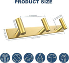 VAEHOLD Hat and Coat Wall Mount Rack - Hooks for Robes, Bags, Keys, and Towels - Bathroom Towel Hanger Organizer (Gold, “T“ S