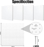 Peg Board, 16”×16”Large Heavy Duty Metal Pegboard Panels with Frame White PegBoard Display 4 Packs Peg Boards for Walls, Disp