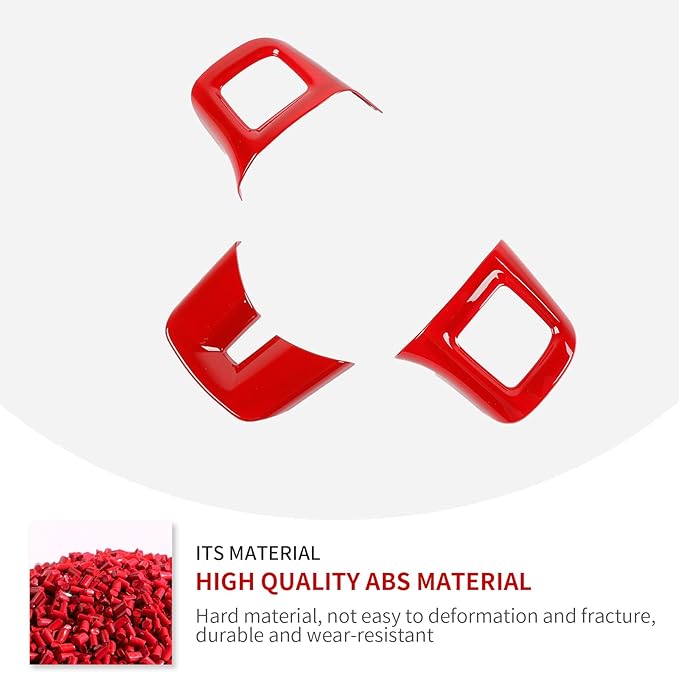 Linskip Steering Wheel Trim Compatible with Dodge Challenger/Charger/Durango/Dart 2009-2014 & Journey 2013-2022, Steering Wheel Cover for Challenger Interior Accessories 3Pcs(Red)