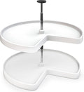 Rev-A-Shelf 2 Tier Kidney Cut Lazy Susan for Corner Base Cabinets, Plastic, 28" Double Shelf Swivel Kitchen Spice/Can Organiz