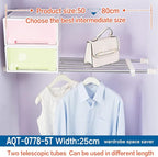 Hershii Expandable Closet Tension Shelf Rod Adjustable Storage Rack Heavy Duty DIY Organizer Divider for Wardrobe Cupboard Ki