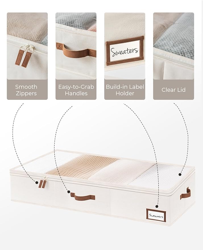 StorageWorks Extra Large Under Bed Storage Containers with Clothes Hanger 30 Pack