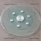 28" Glass Lazy Susan,Thickening Kitchen Dining Table Turntable,Round Tabletop Rotating Tray, with 6 Swivel Assist System,360°