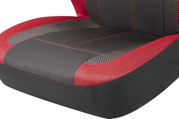 PIC AUTO Low Back Car Seat Covers - Sports Carbon Fiber Mesh Design, Two Front Set, Airbag Compatible, Universal Fit for Most