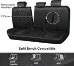 CAR PASS 3D Foam Luxury Leather Back Bench Car Seat Covers,Waterpoof Faux Leather Rear Seat Cover Universal Fit for Cars Seda