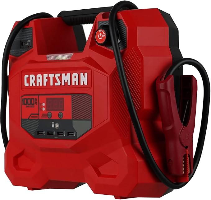 CRAFTSMAN 1000A Car Battery Jump Starter and Portable Power Station, 3-in-1 Solution, 12V DC and 2.4A USB Charging, for 12V