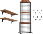 HOOBRO Floating Shelves for Wall, Grid Wall Panel 1.7' x 5.6' Ft Grid Display Rack, 15.4" Wall Mounted Shelves Set of 2, Grid