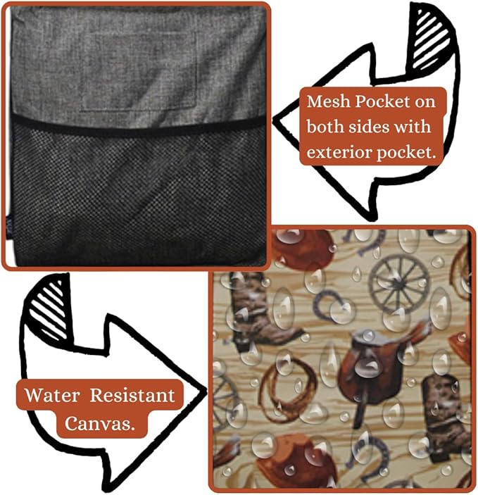 NGIL Extra Large Utility Tote Reusable Grocery Bag Oversized Collapsible for Groceries, Storage, Picnic, Beach (Western Cowboy-black)
