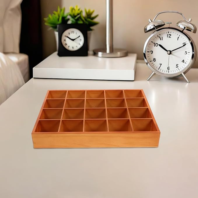PRETYZOOM Wooden Sorting Tray Closet Drawer Divider Organizer with 20 Compartments Suitable for Socks Briefs Keys Stationery 