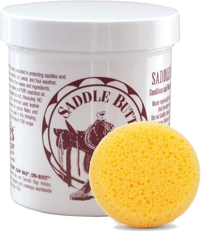 Ray Holes Saddle Butter with Leathercraft Applicator Sponge Included, Ideal for Use on Saddles, Boots, Chaps, Gun Scabbards, 